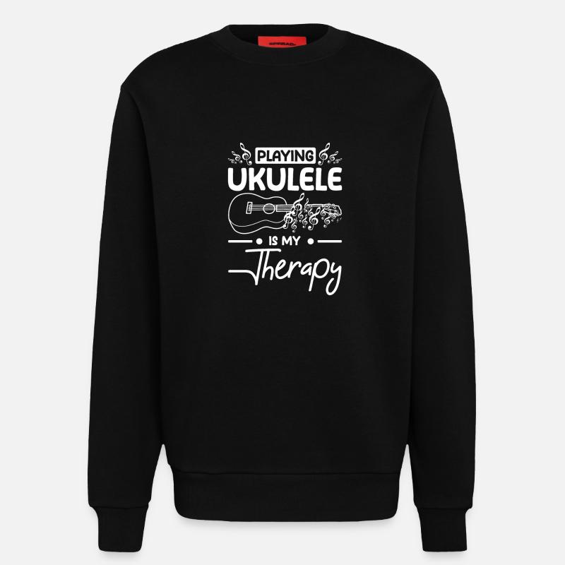Playing ukulele is my therapy - Sweatshirt - made by SPREAD - SOLID BLACK