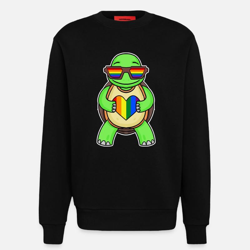 Rainbow Turtle - Sweatshirt - made by SPREAD - SOLID BLACK