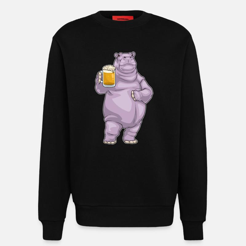 Nilpferd Krug Bier - Sweatshirt - made by SPREAD  - SOLID BLACK