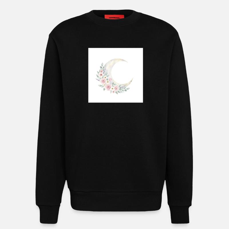 Couronne de fleurs de lune - Sweat bio décontracté fabriqué en UE - SOLID BLACK