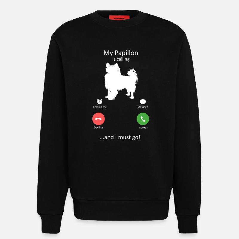 Papillon Dog Calling Smartphone Interface - Sweatshirt - made by SPREAD  - SOLID BLACK