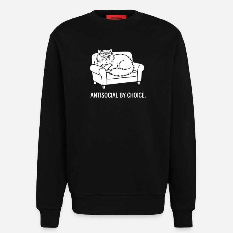 Antisocial by Choice Katze Geschenk - Sweatshirt - made by SPREAD  - SOLID BLACK
