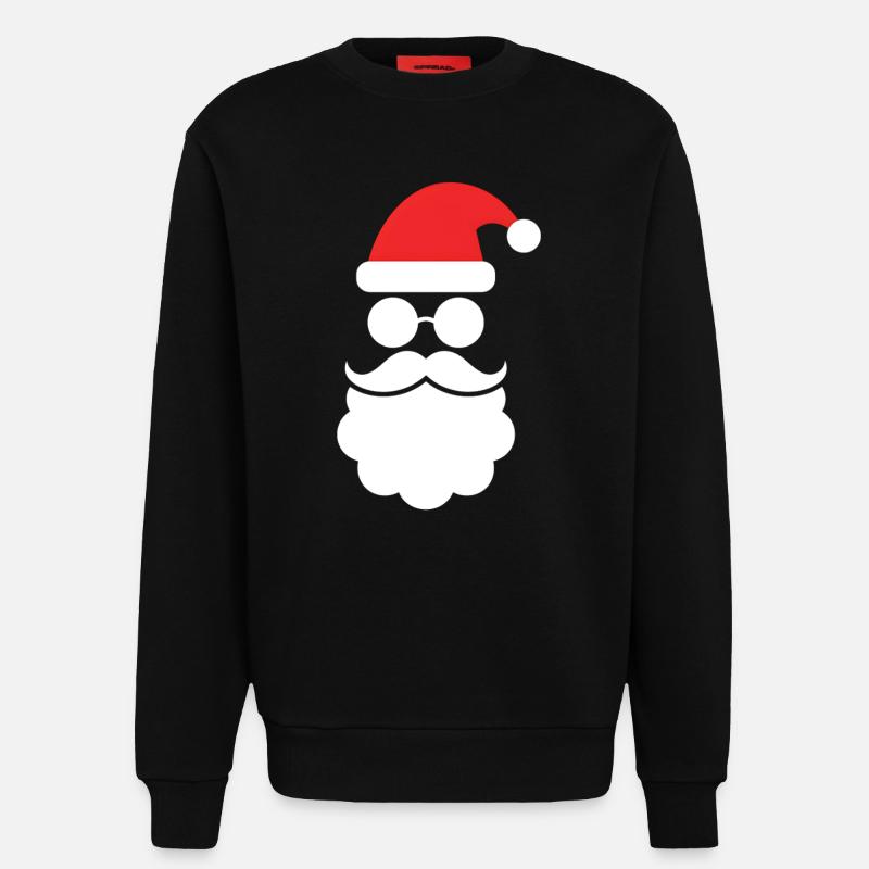 Weihnachtsmann mit Bart Minimal Kopf Design - Sweatshirt - made by SPREAD - SOLID BLACK