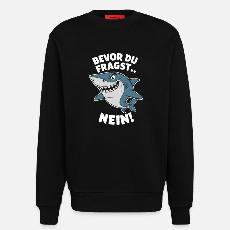 Requin Requin Requins Requin - Sweat bio décontracté fabriqué en UE - SOLID BLACK