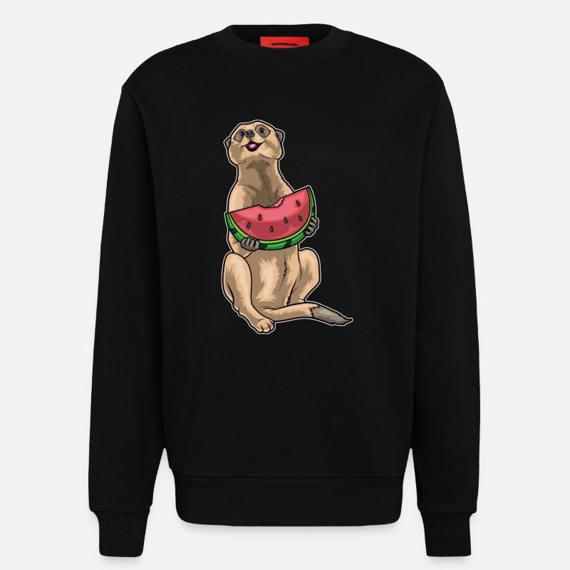 Suricate Pastèque - Sweat bio décontracté fabriqué en UE - SOLID BLACK