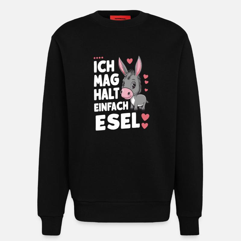 Âne âne mulet Muli - Sweat bio décontracté fabriqué en UE - SOLID BLACK