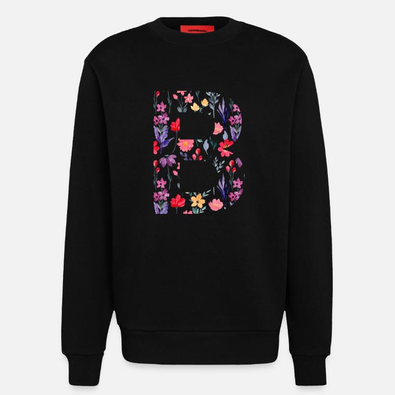 Personalisierter Blumenbuchstabe b - Geschenkidee - Sweatshirt - made by SPREAD - SOLID BLACK
