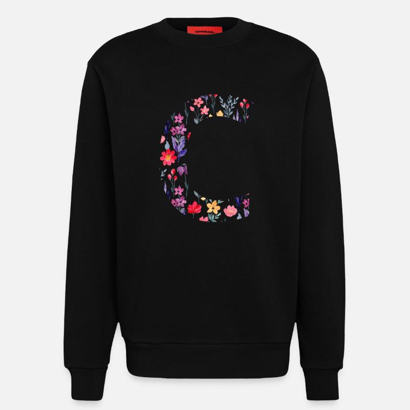 Personalisierter Blumenbuchstabe c - Geschenkidee - Sweatshirt - made by SPREAD  - SOLID BLACK