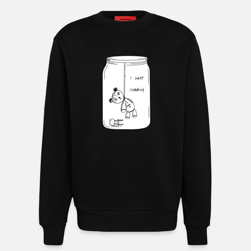 I hate cuddling (BW Version) - Sweatshirt - made by SPREAD  - SOLID BLACK