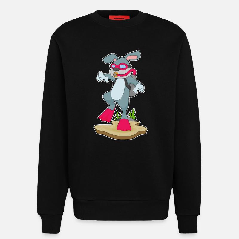 Rabbit Diver Bouteille d’oxygène Plongée - Sweat bio décontracté fabriqué en UE - SOLID BLACK