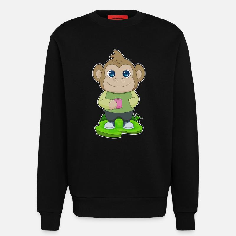 Affe Tasse Kaffee - Sweatshirt - made by SPREAD  - SOLID BLACK
