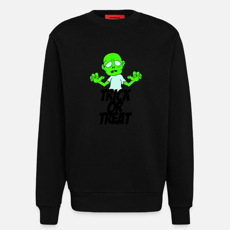 zombie trick or treat - Sweatshirt - made by SPREAD  - SOLID BLACK