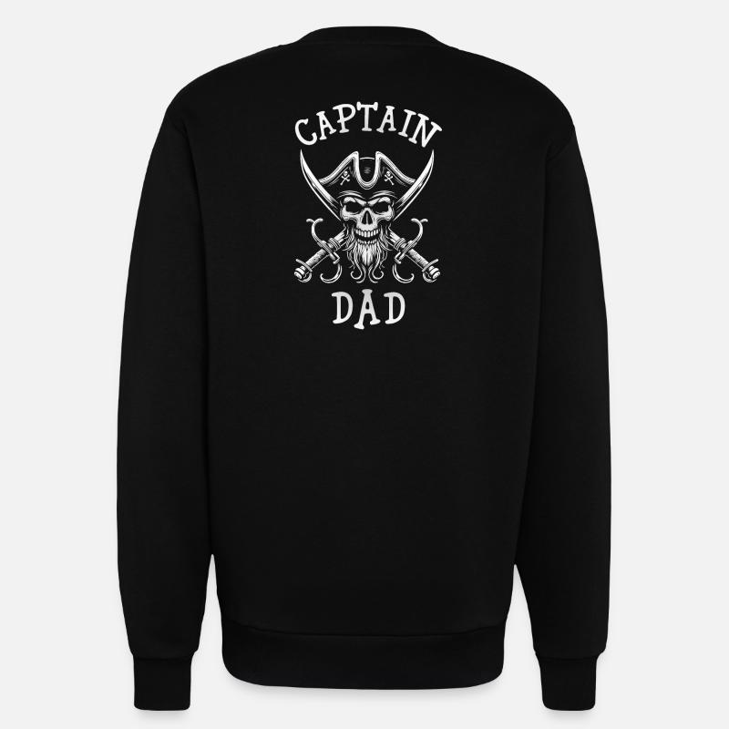 Pirate Skull Sabres, Captain Dad - Sweatshirt - made by SPREAD  - SOLID BLACK