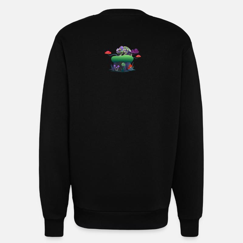 Neon Chameleon auf Mushroom Rock - Sweatshirt - made by SPREAD  - SOLID BLACK