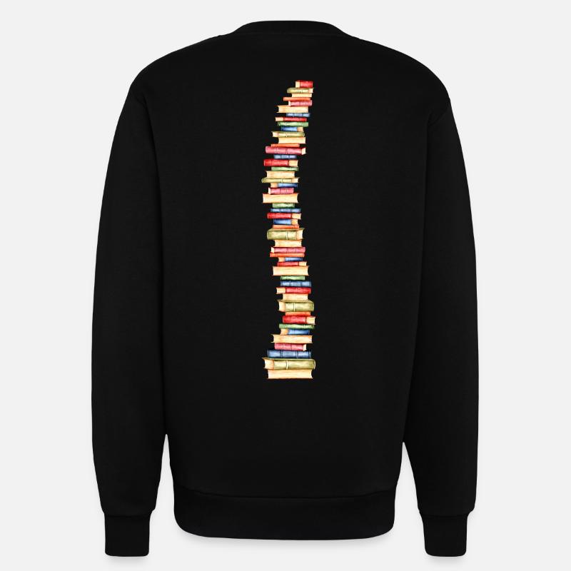 Books spine backbone bookworm - Sweatshirt - made by SPREAD - SOLID BLACK