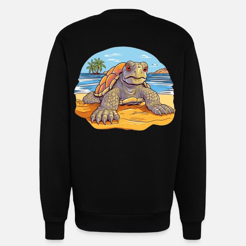 Turtle on the Beach Illustration - Sweatshirt - made by SPREAD - SOLID BLACK