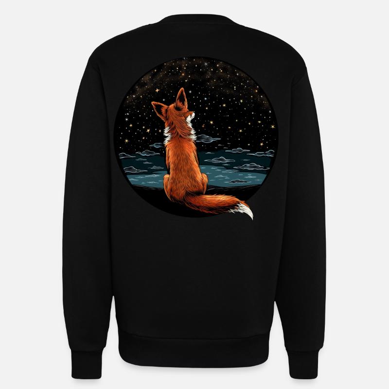 Fox with starry sky - Sweatshirt - made by SPREAD  - SOLID BLACK
