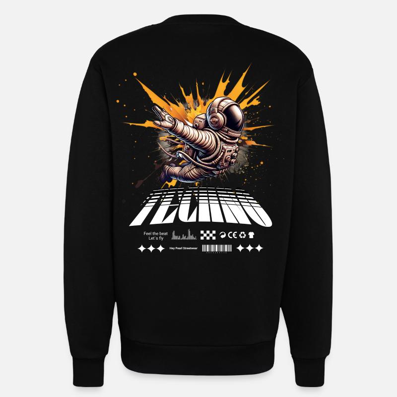 Astronaut im Sprayer-Splash Techno - Sweatshirt - made by SPREAD  - SOLID BLACK