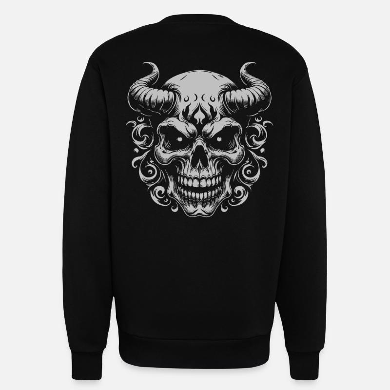 Dämonischer Hornschädel Ornament - Sweatshirt - made by SPREAD  - SOLID BLACK