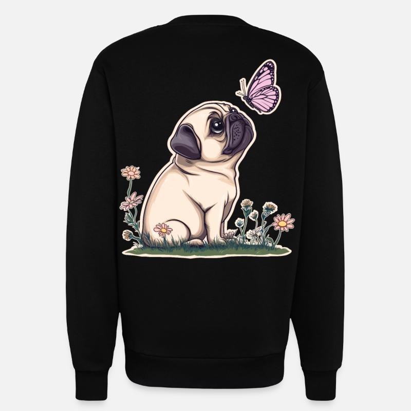Mops mit Schmetterling - Sweatshirt - made by SPREAD  - SOLID BLACK