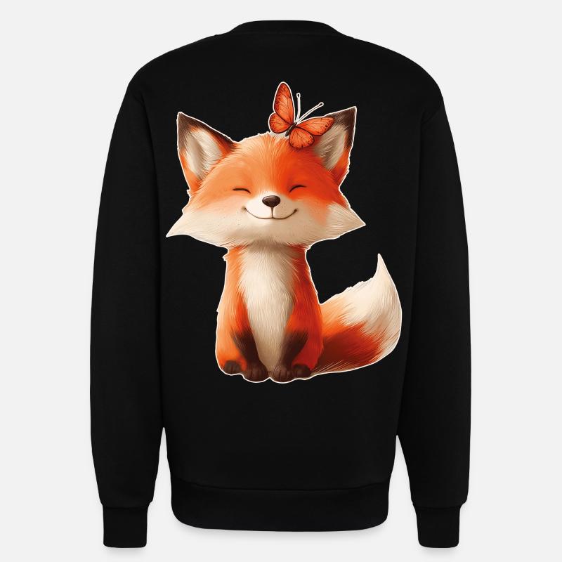 Fuchs mit Schmetterling - Sweatshirt - made by SPREAD  - SOLID BLACK