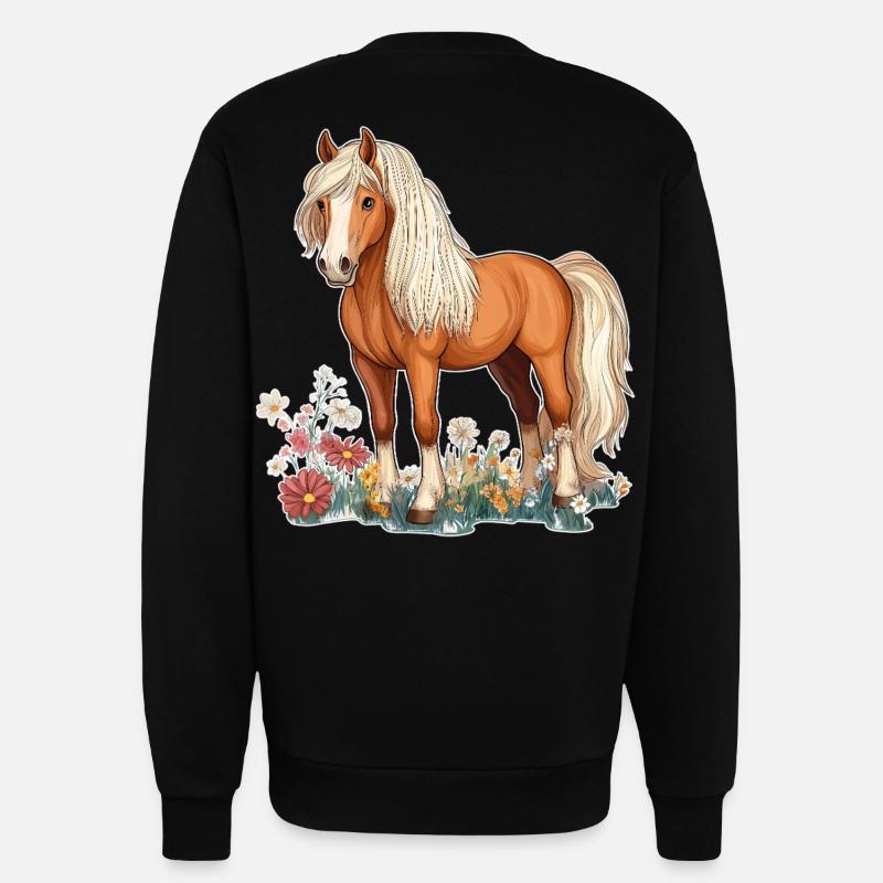 Pferd auf Wiese - Sweatshirt - made by SPREAD  - SOLID BLACK