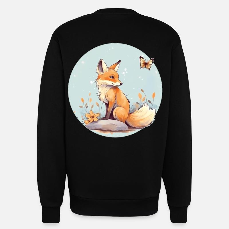 Cute fox - Sweatshirt - made by SPREAD  - SOLID BLACK