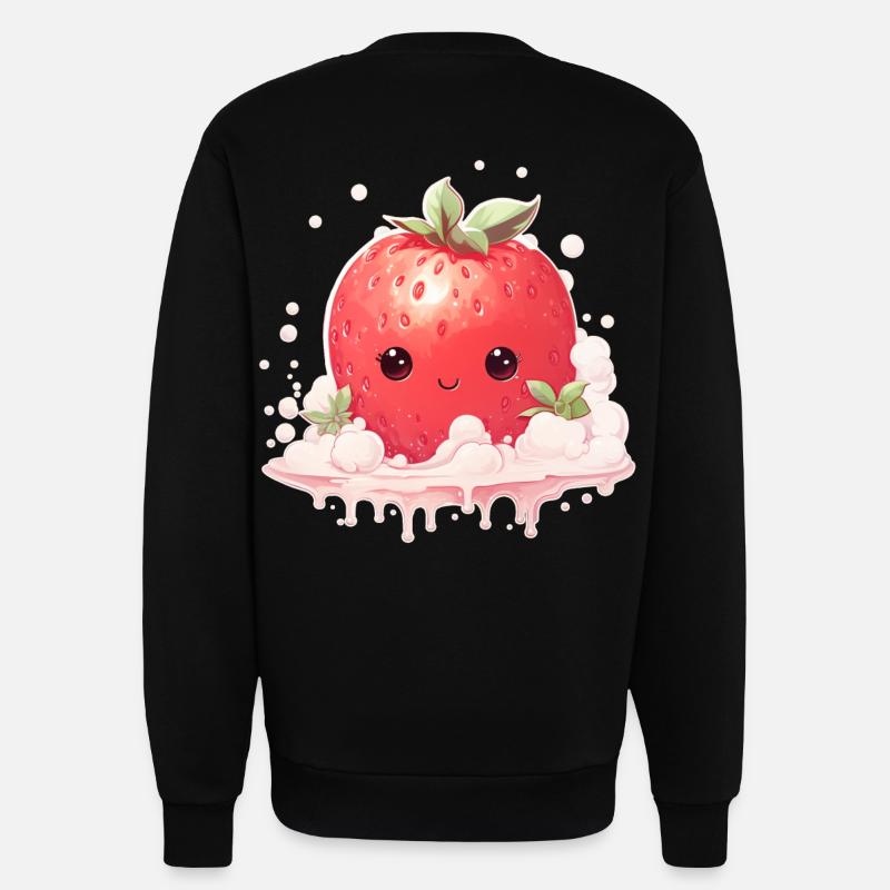 Erdbeere Kawaii - Sweatshirt - made by SPREAD  - SOLID BLACK