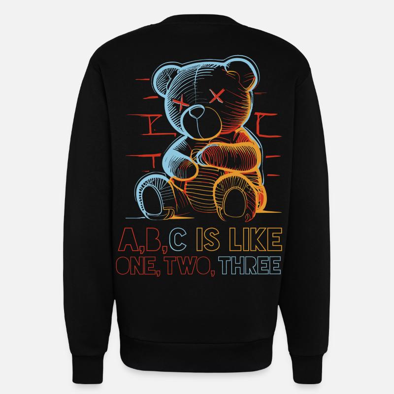 Loving Bear with Alphabet Drawing - Sweatshirt - made by SPREAD  - SOLID BLACK