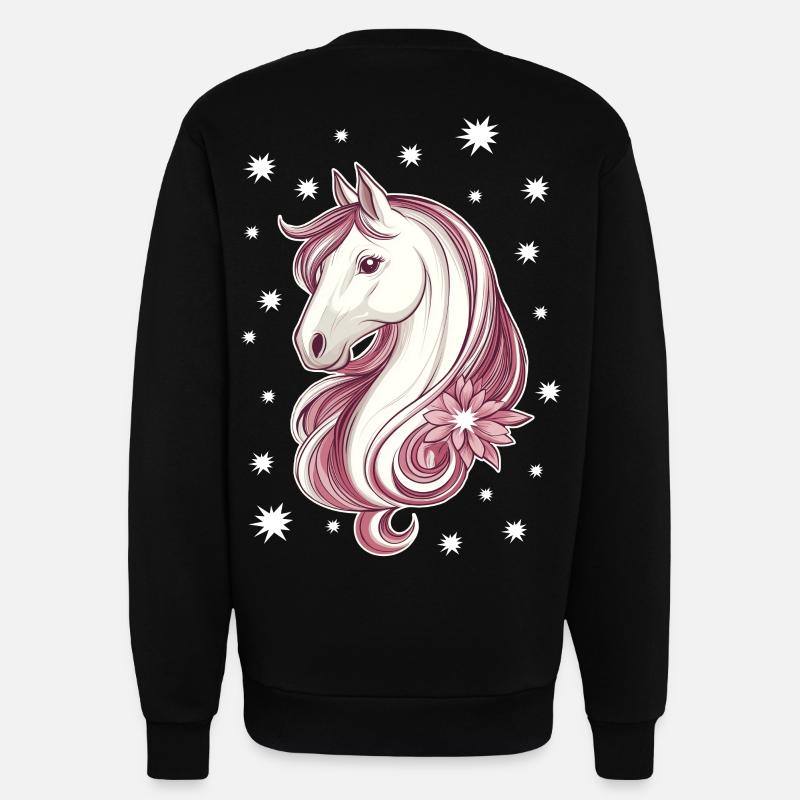 Cheval avec des étoiles - Sweat bio décontracté fabriqué en UE - SOLID BLACK