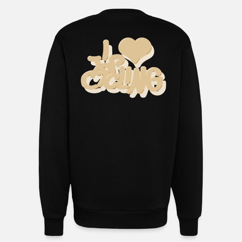 I_love_Cycling_beige - Sweat bio décontracté fabriqué en UE - SOLID BLACK