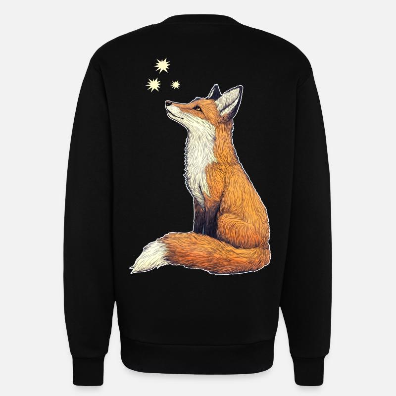 Fox with stars - Sweatshirt - made by SPREAD  - SOLID BLACK