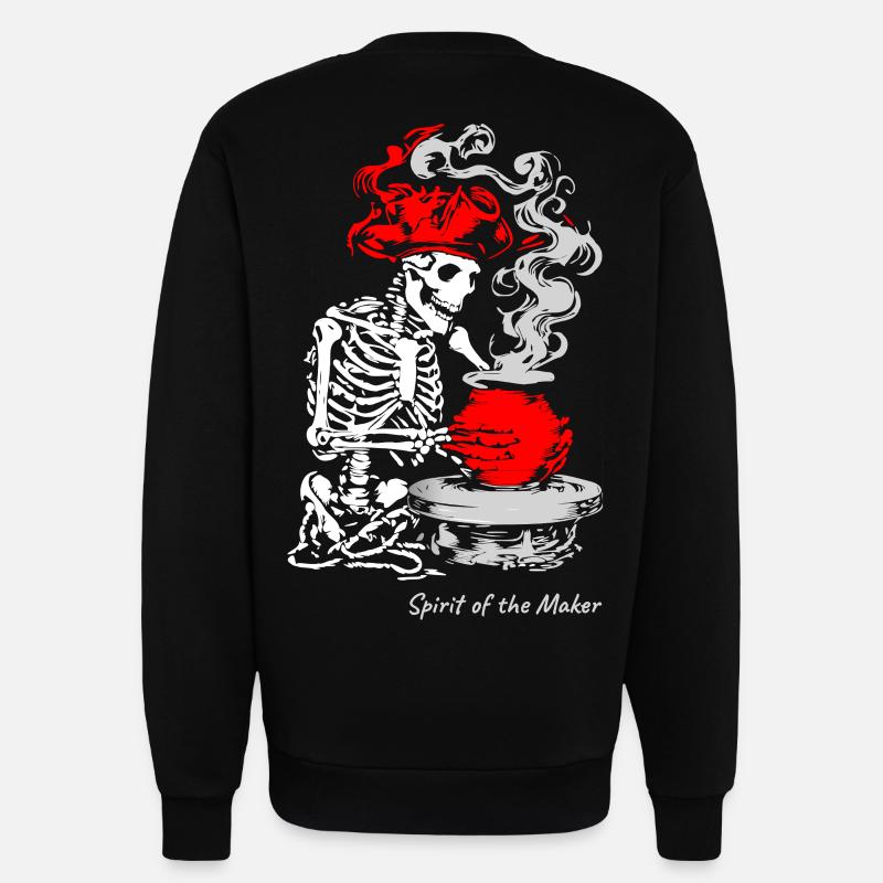 Der Geist des Schöpfers – Skelett-Handwerksdesign - Sweatshirt - made by SPREAD  - SOLID BLACK