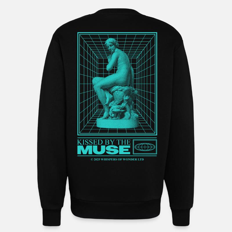Statue au néon dans le cyberespace - Sweat bio décontracté fabriqué en UE - SOLID BLACK