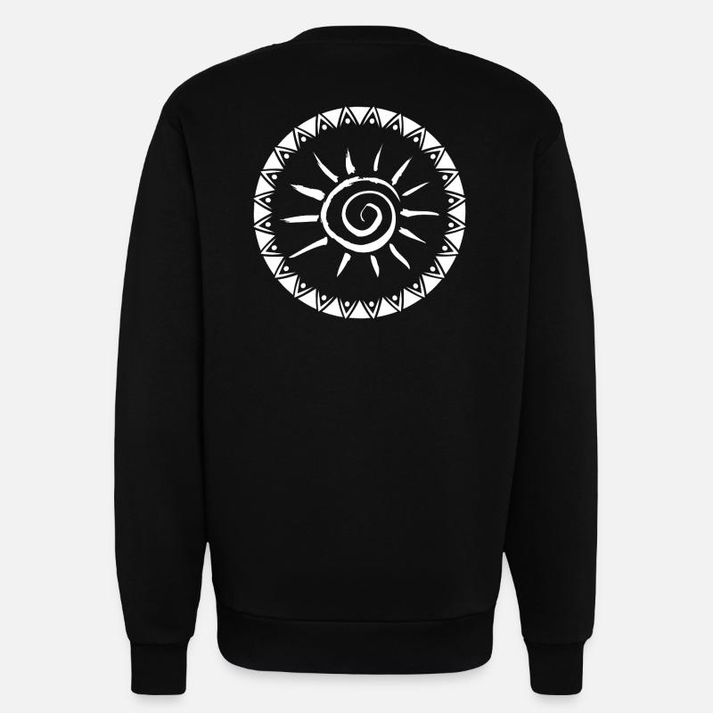Conception géométrique du mandala Sunburst - Sweat bio décontracté fabriqué en UE - SOLID BLACK