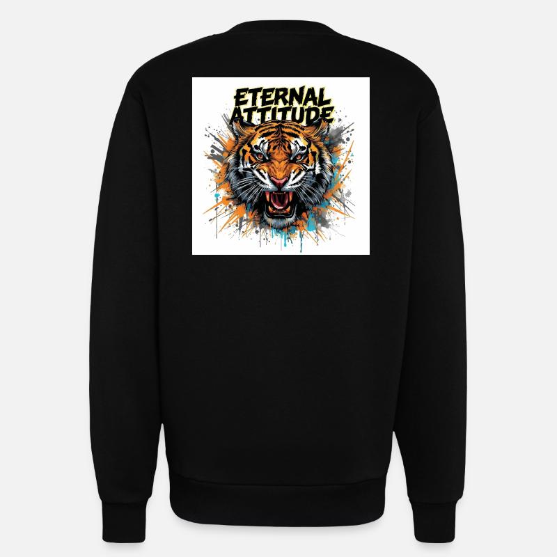 Pose du Tigre Éternel - Sweat bio décontracté fabriqué en UE - SOLID BLACK