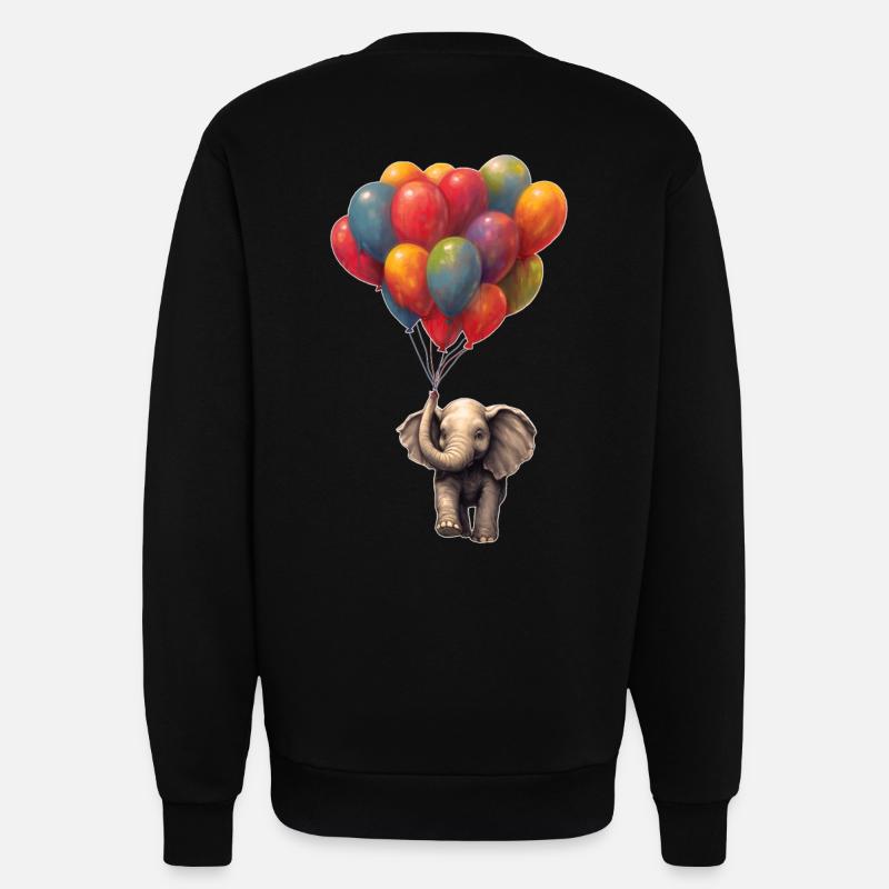 Eléphant avec ballon - Sweat bio décontracté fabriqué en UE - SOLID BLACK