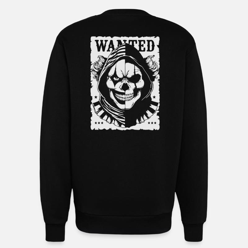 Wanted Skull Pullover Hoodie Poster - Sweat bio décontracté fabriqué en UE - SOLID BLACK