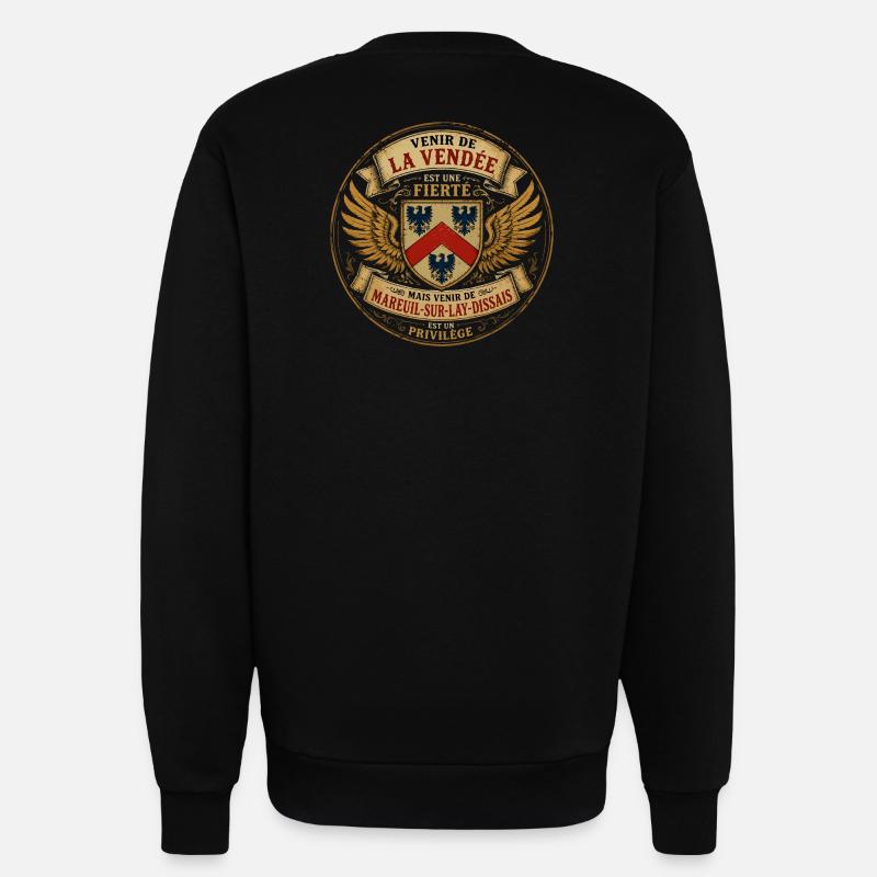 Fierté Vendée - Mareuil-sur-Lay-Dissais Privilège  - Sweat bio décontracté fabriqué en UE - SOLID BLACK