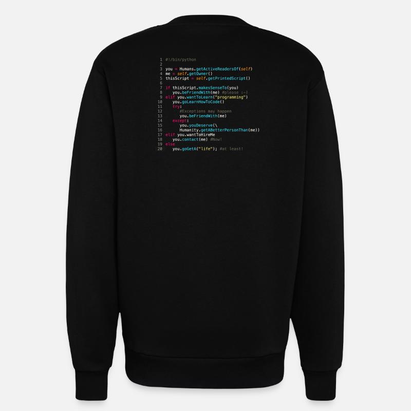 Sei mit Programmierern befreundet (in Python) - Sweatshirt - made by SPREAD  - SOLID BLACK