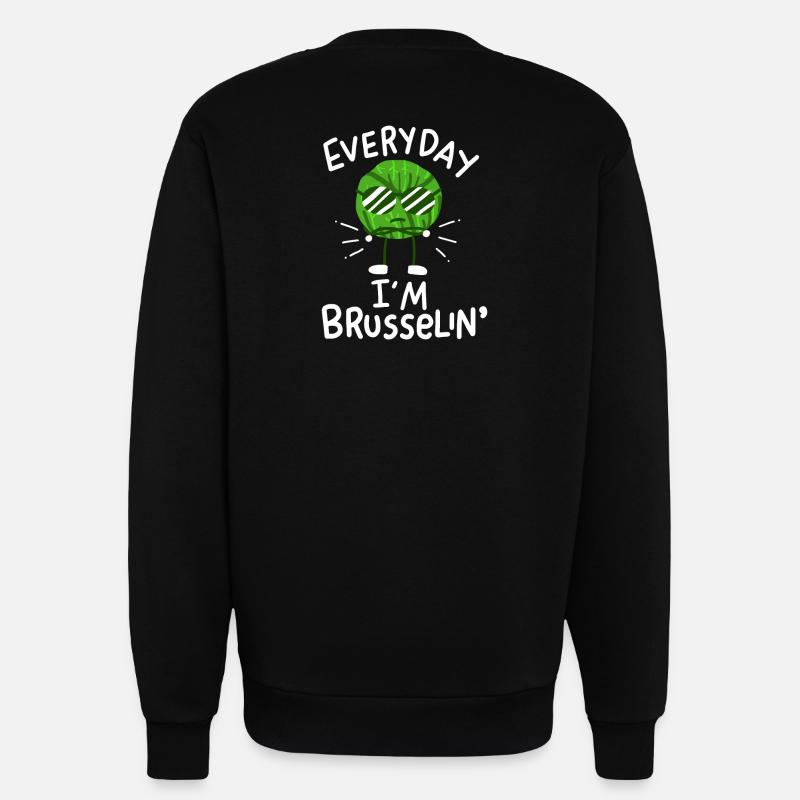 Choux de Bruxelles Vegan Vegan - Sweat bio décontracté fabriqué en UE - SOLID BLACK