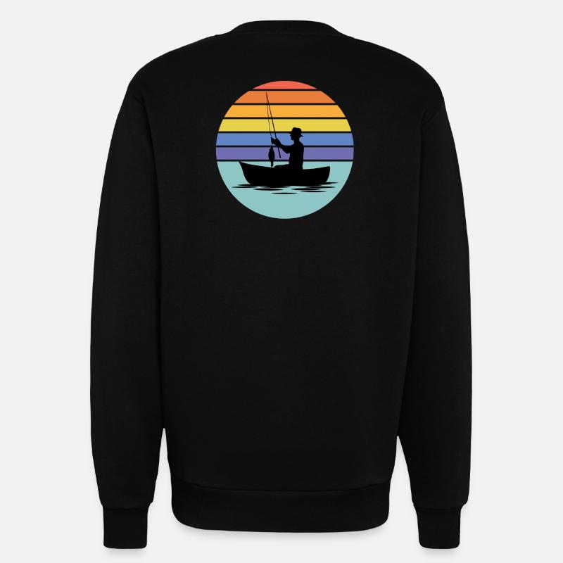 pêche, pêcheur, canne à pêche - Sweat bio décontracté fabriqué en UE - SOLID BLACK