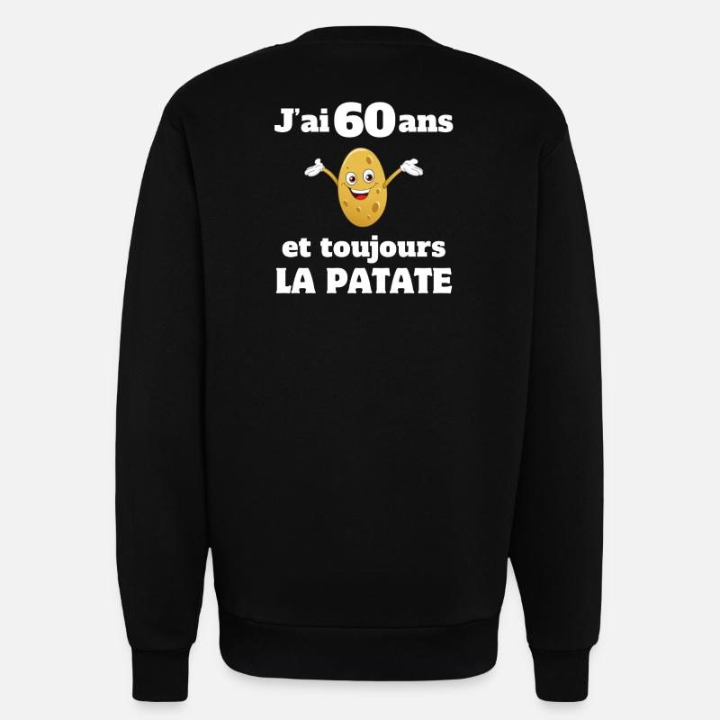 anniversaire, anniversaire 60 ans, 60 ans - Sweat bio décontracté fabriqué en UE - SOLID BLACK