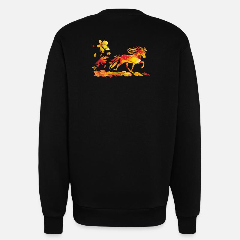 Herbstpferd aus Blattkunst - Sweatshirt - made by SPREAD  - SOLID BLACK