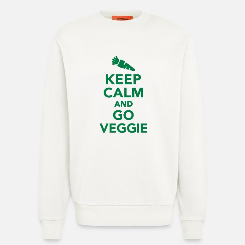 Keep calm and go Veggie - Sweat bio décontracté fabriqué en UE - OFF WHITE