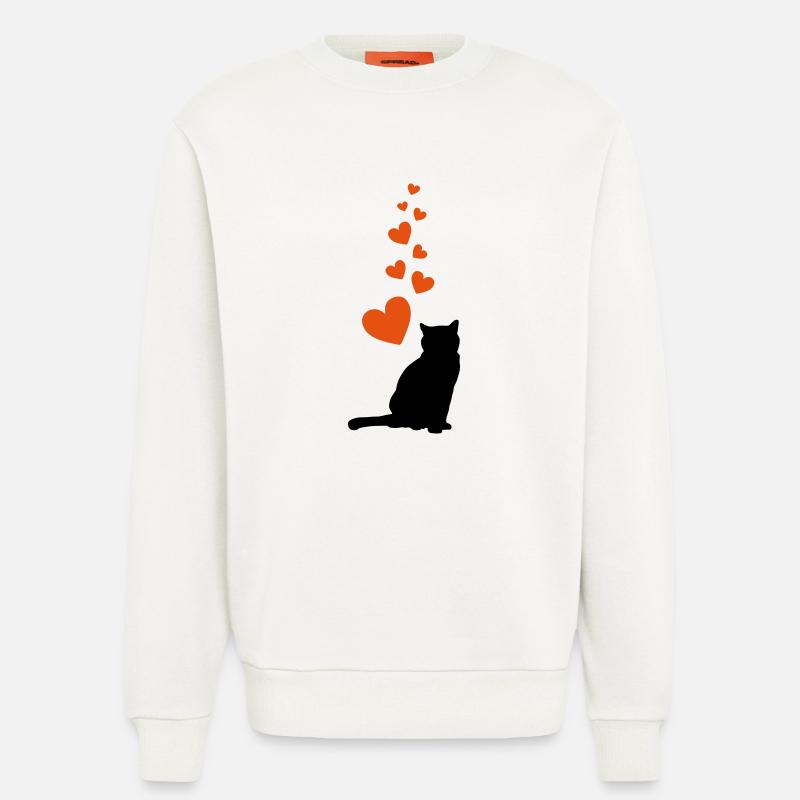 cat hearts - Sweatshirt - made by SPREAD  - OFF WHITE