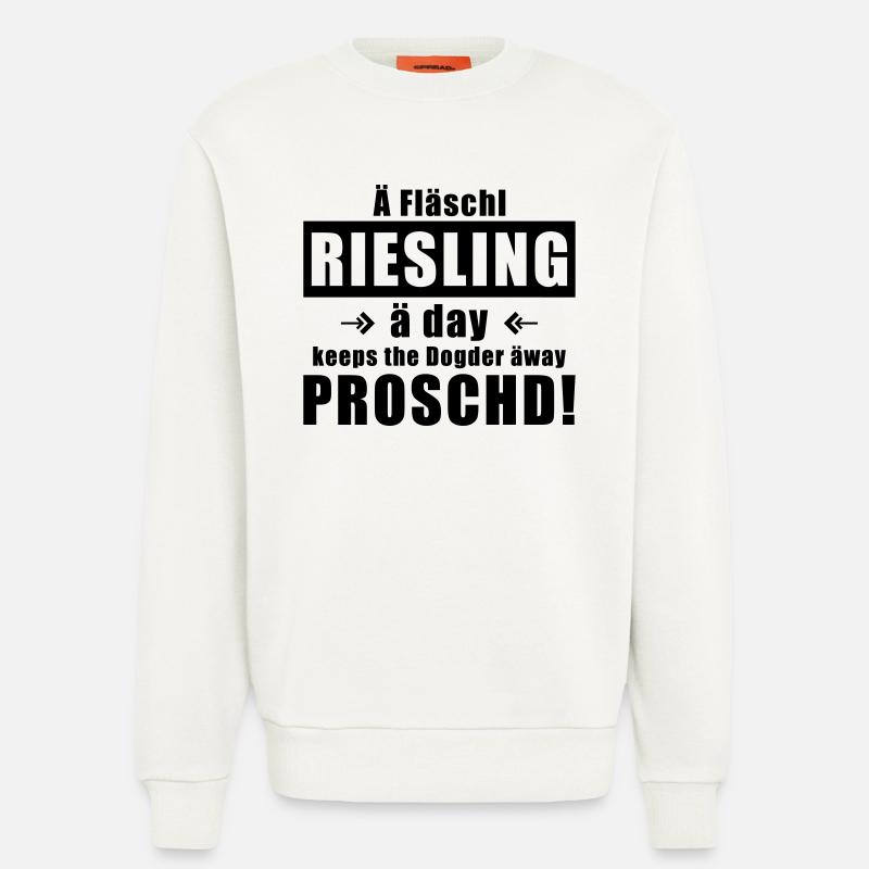 Fläschl Riesling a day! - Sweatshirt - made by SPREAD  - OFF WHITE