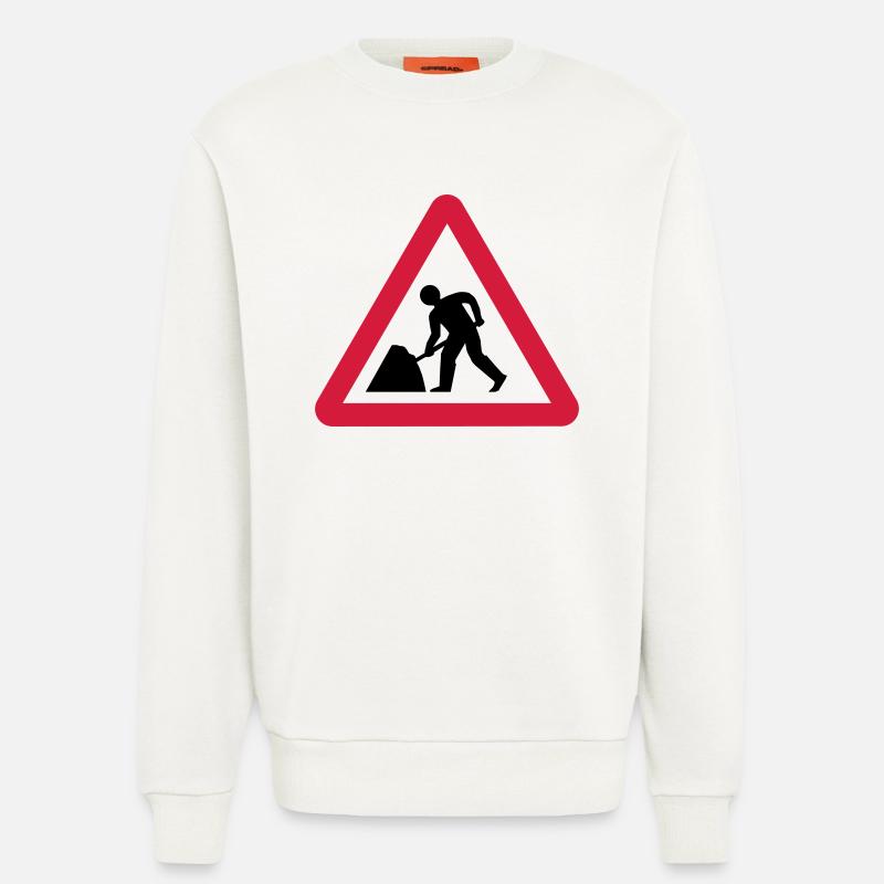 Baustelle,Arbeiter,Bauarbeiten,Achtung,Gefahr - Sweatshirt - made by SPREAD - OFF WHITE