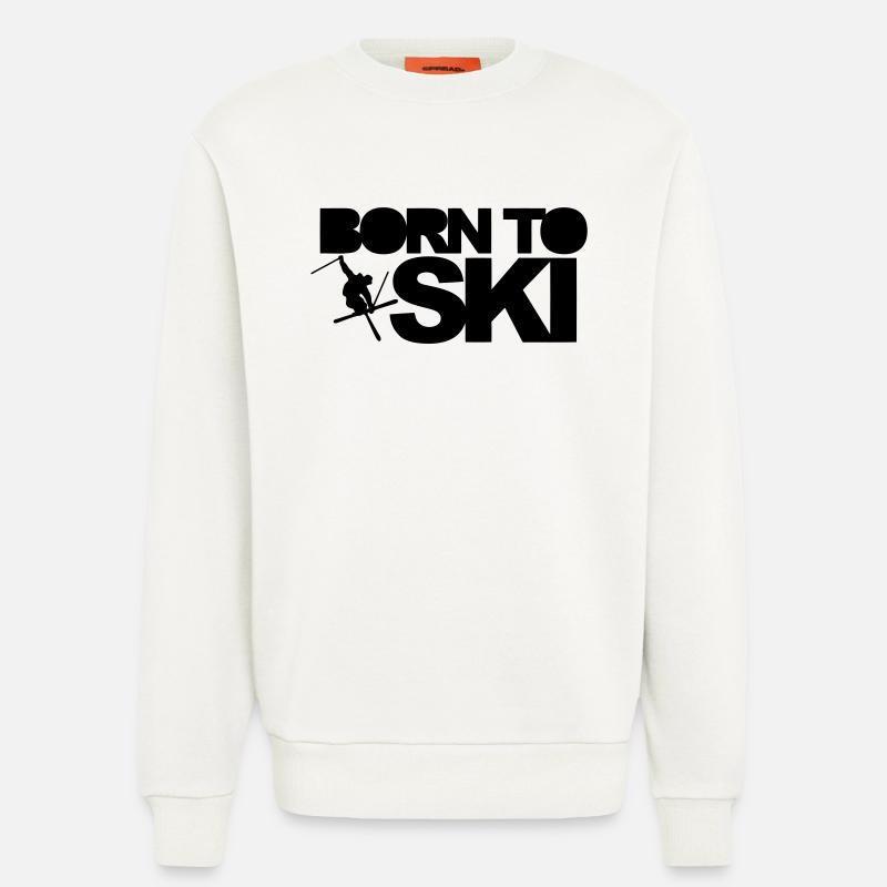 Born To Ski - Sweat bio décontracté fabriqué en UE - OFF WHITE