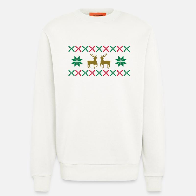 Norway Pattern Deer Christmas - Sweatshirt - made by SPREAD  - OFF WHITE